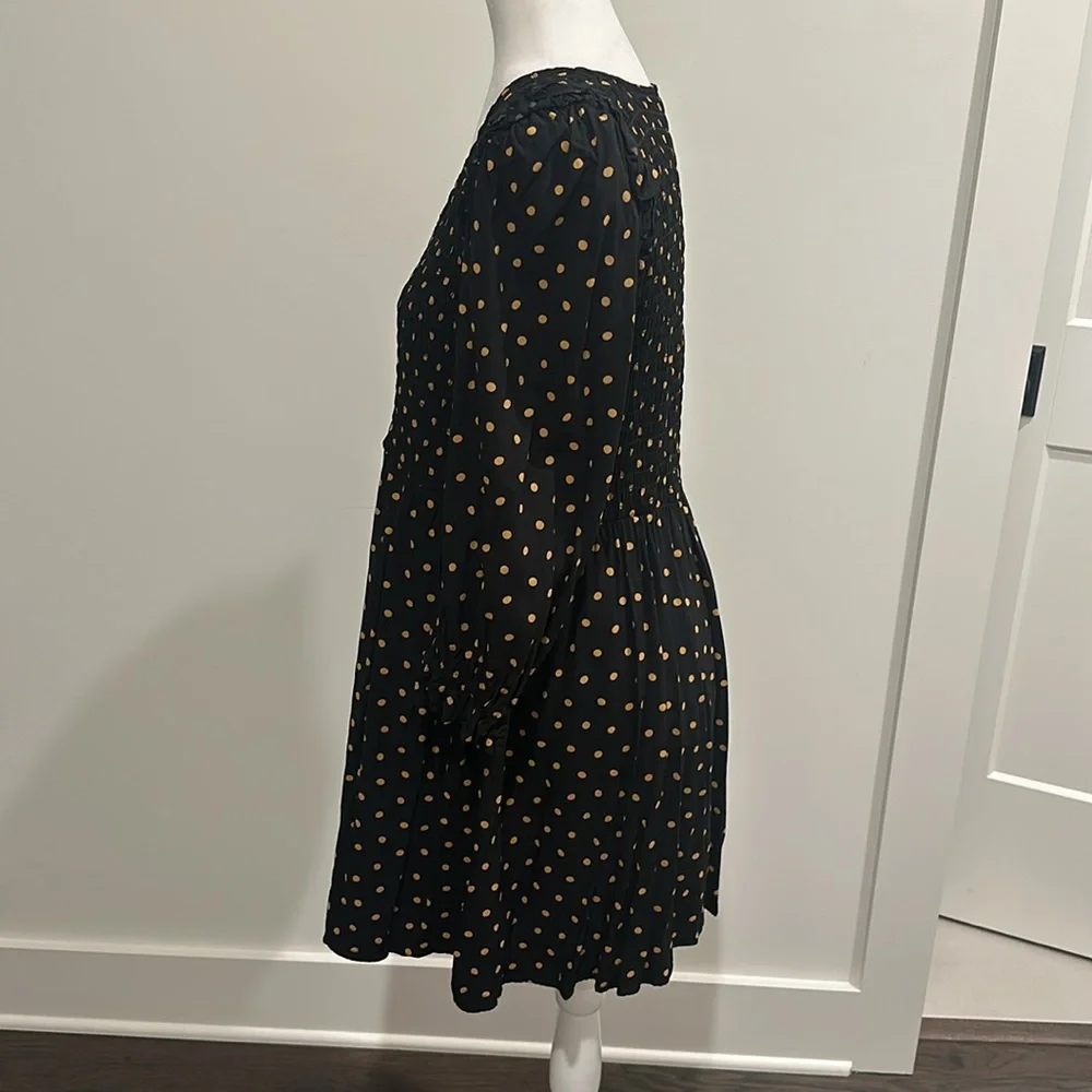 Madewell Smocked Elastic Top Polka Dt V-Neck Dress Sz M - Picture 3 of 6